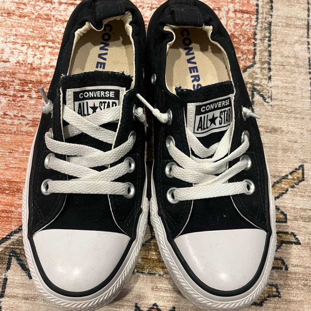 Converse Black and White Low-Top Sneakers with Canvas Upper